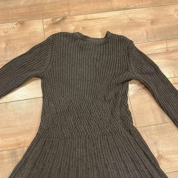 Eliza J Fit and Flare Cable Knit Ribbed Sweater Dress Gray Sz S - Picture 11 of 12